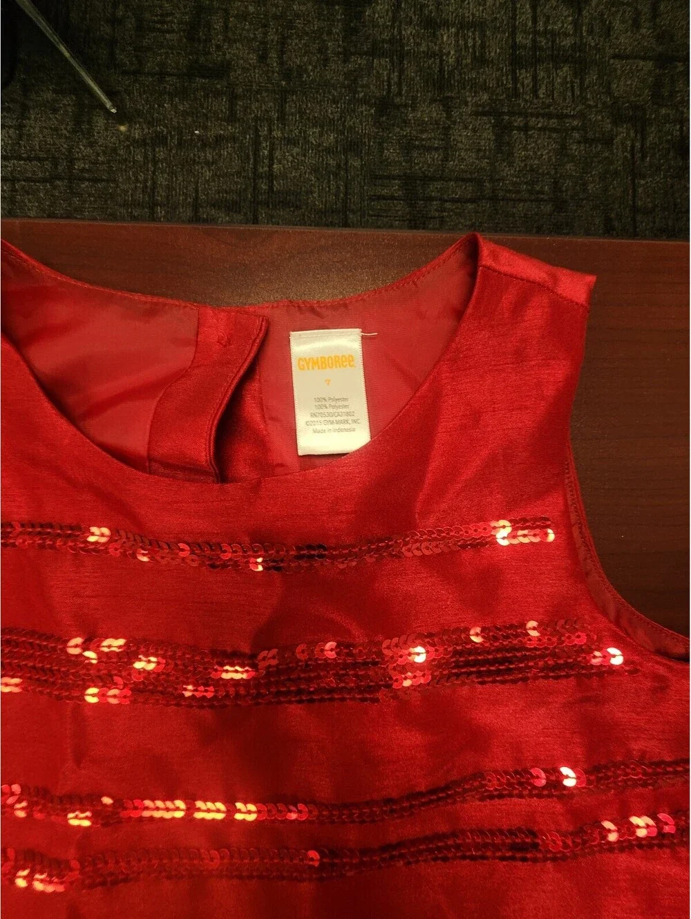 Gymboree Red Sequin Tulle Overlay Girls Dress Size 7